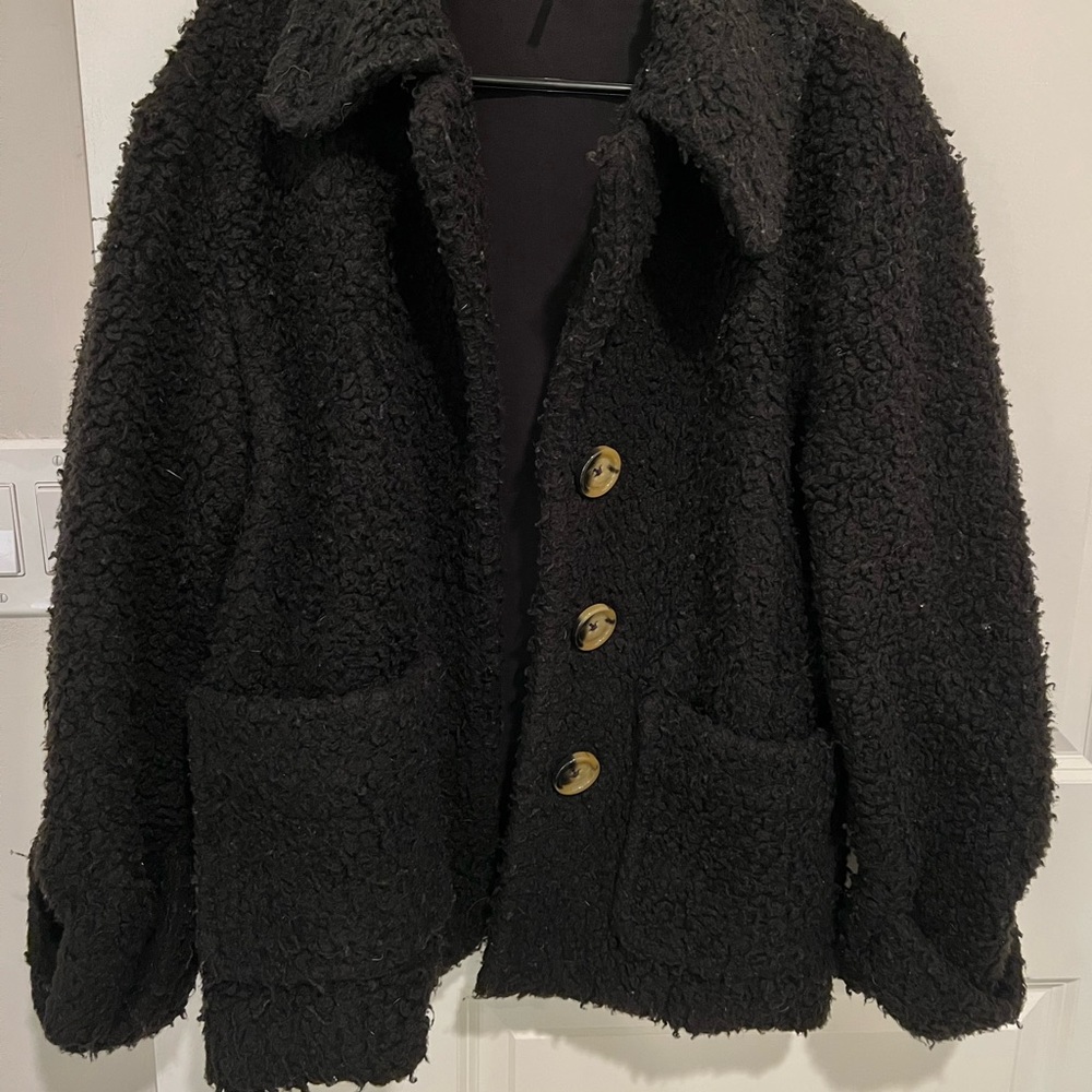 Black Free People teddy coat